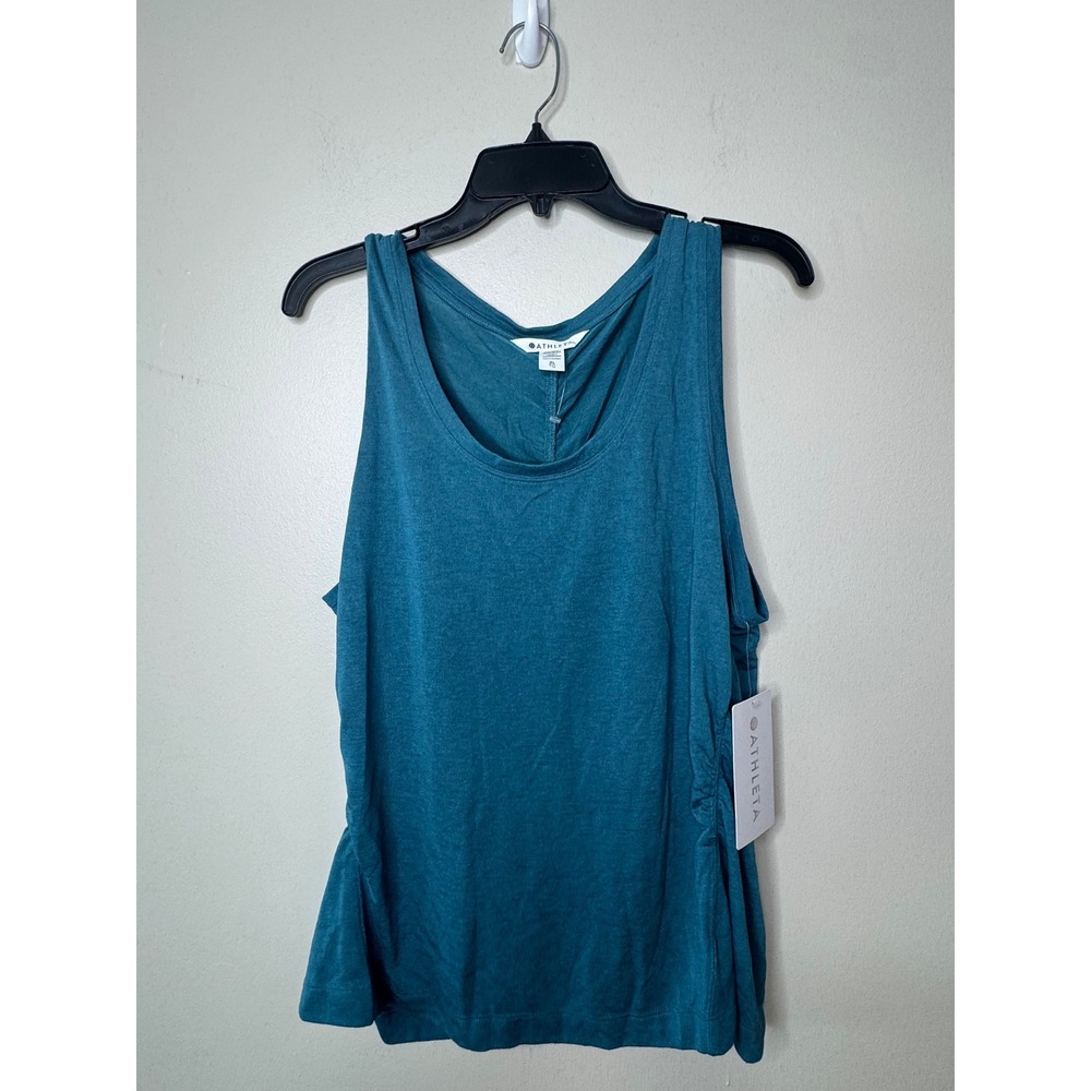 Athleta Breezy Ruched Tank Teal Blue Sleeveless Yoga Top